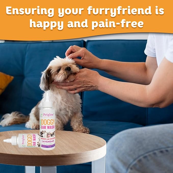Dog Ear Cleaner, Gentle Wax Remover, Gentle Ear Cleaning Drops, Effective Ear drops for Itch, Odor, Aloe Vera and Turmeric Ear Cleaning Solution for Dogs, Cruelty-Free