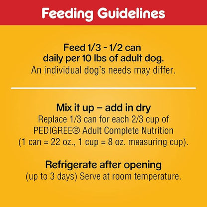 PEDIGREE CHOICE CUTS IN GRAVY Adult Canned Soft Wet Dog Food with Beef, 22 oz. Cans (Pack of 12)