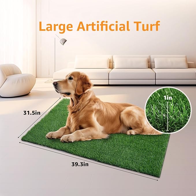 LOOBANI 39.3in x 31.5in Grass Pad for Dogs Potty Training Excellent Drainage Artificial Grass Pee Pad for Dogs Turf Fake Grass Potty Easy to Clean Indoor Outdoor