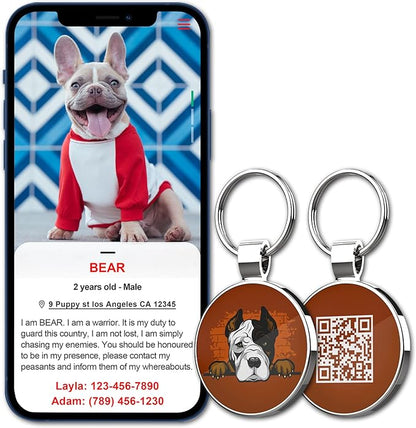 MYLUCKYTAG QR Code Pet ID Tags Dog Tags - Pet Online Profile - Scan QR Receive Instant Pet Location Alert Email