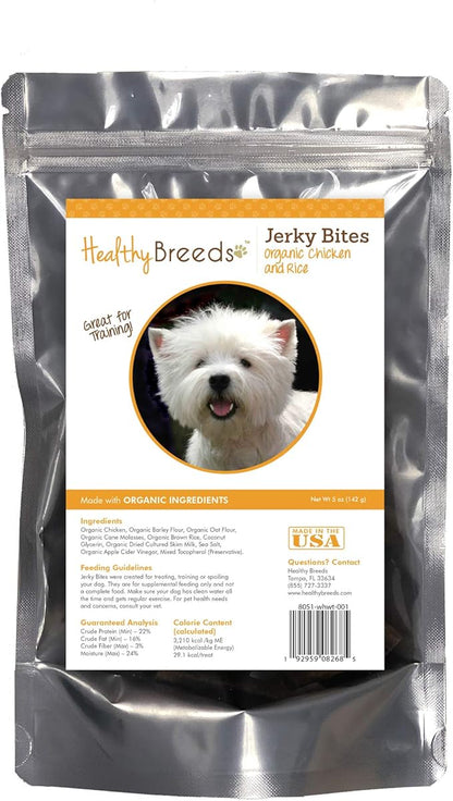 Healthy Breeds West Highland White Terrier Jerky Bites Chicken & Rice Recipe Dog Treats 5 oz