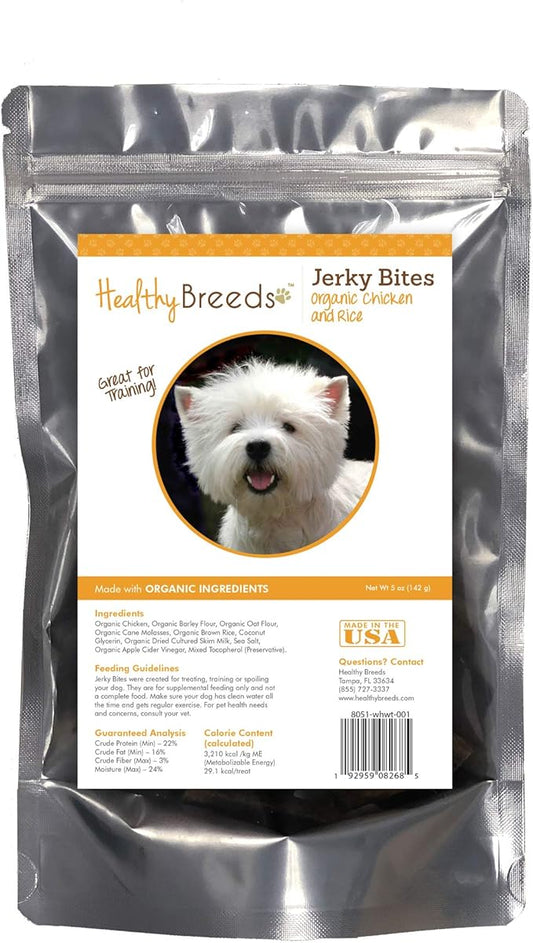 Healthy Breeds West Highland White Terrier Jerky Bites Chicken & Rice Recipe Dog Treats 5 oz