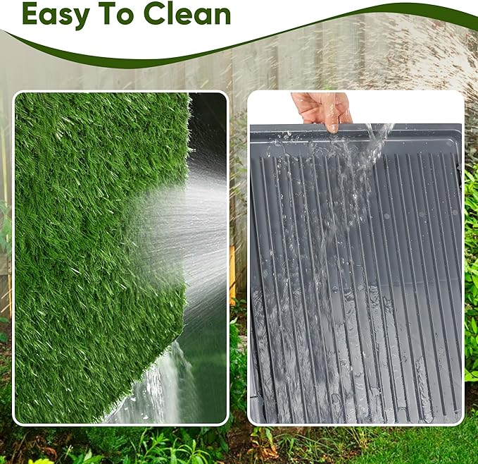 Dog Grass Pad with Tray: Reusable Training Pad with 3-Pack Replaceable Artificial Grass - Quick Absorbent Indoor Portable Dog Patio Potty, Washable Pee Pad for Small Medium to Large Dog, 22"x18" Grey