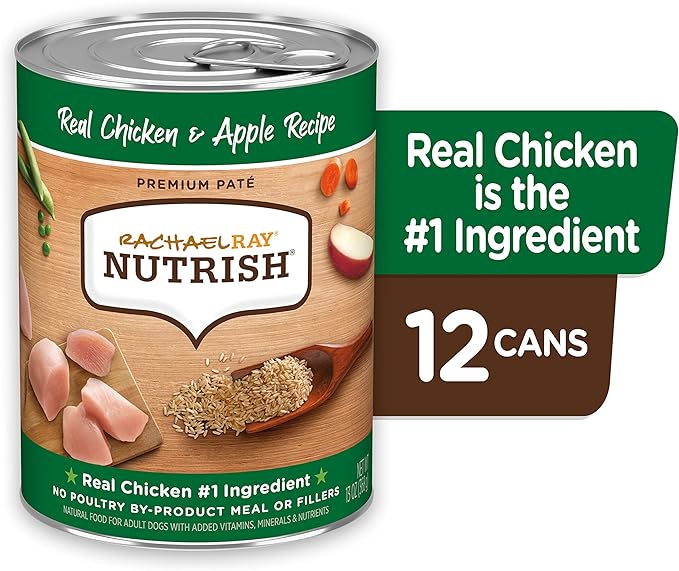 Rachael Ray Nutrish Premium Pate Wet Dog Food, Chicken & Apple, 13 Ounce Can (Pack of 12)