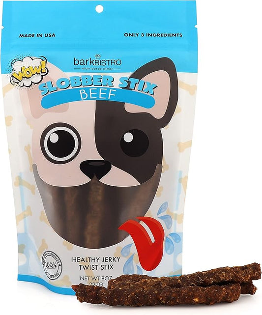 BUDDY BUDDER Bark Bistro Company, Beef Slobber Stix, Wheat & Grain Free All Natural Chewy Dog Jerky, Healthy Dog Jerky Treats, Made in USA, 8oz