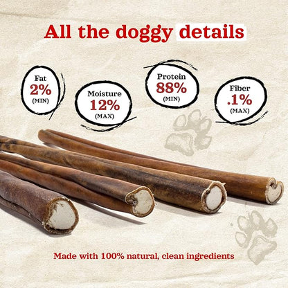 Natural Farm Bully Sticks Stuffed Collagen Sticks for Dogs (12 Inch, 12-Pack), Rawhide-Free Collagen Sticks, Natural Dog Chews, Long Lasting, Small, Medium and Large Dogs, Great Rawhide Alternative