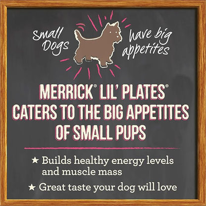 Merrick Lil’ Plates Petite Pates Premium Grain Free Wet Dog Food Variety Pack, Natural Beef, Chicken, Turkey - (Pack of 12) 3 oz. Cans