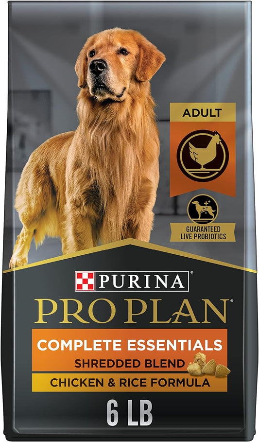 Purina Pro Plan High Protein Dog Food With Probiotics for Dogs, Shredded Blend Chicken & Rice Formula - 6 lb. Bag