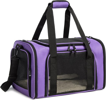 Cat Carrier Dog Carrier Pet Carrier Cat Bags for Small Medium Cats Dogs Puppies of 15 Lbs,of Airline Approved Small Dog Bag Soft Sided,Collapsible Travel Puppy Carrier (Large, Purple)