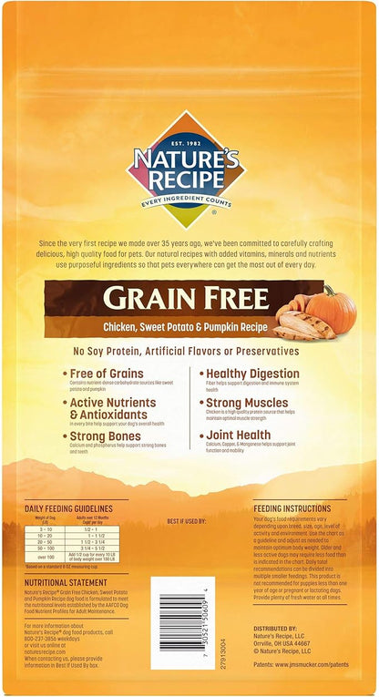 Nature's Recipe Grain Free Dog Food, Chicken, Sweet Potato & Pumpkin Recipe, 4 Pounds, Easy to Digest (Pack of 2)