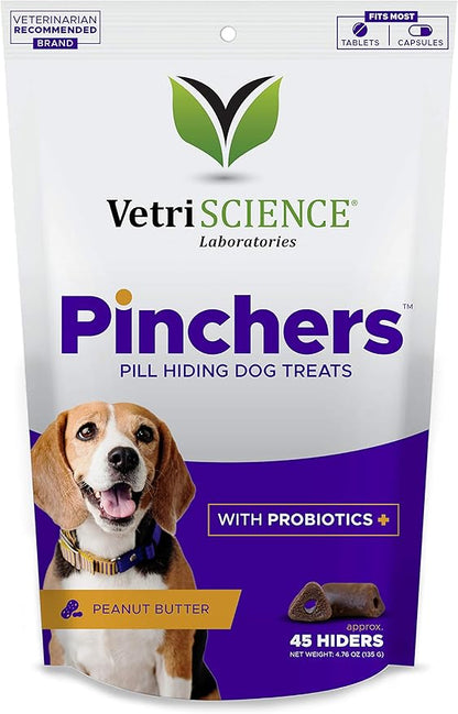 VETRISCIENCE Pinchers Pill Hiding Treats for Dogs – Pill Hiders with Probiotics for Concealing Medicine, Capsules and Tablets