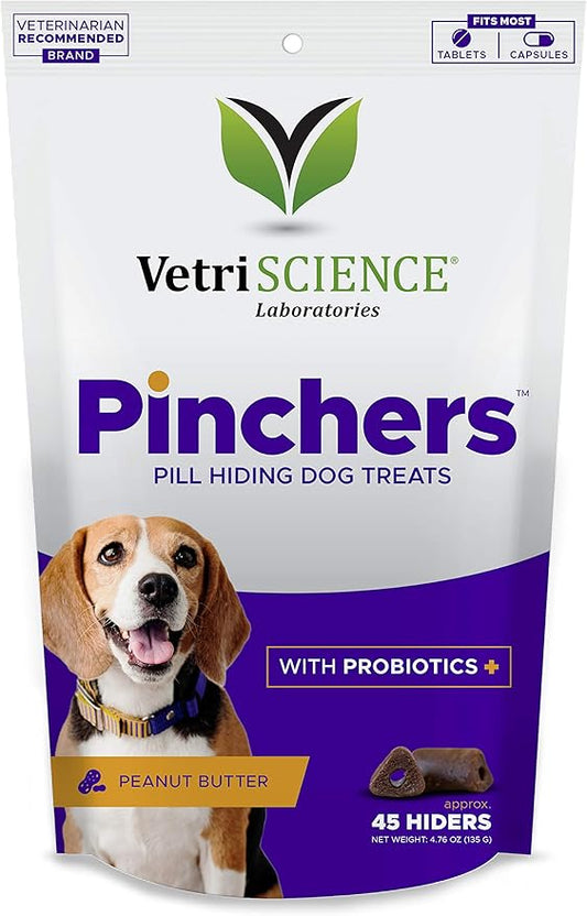VETRISCIENCE Pinchers Pill Hiding Treats for Dogs – Pill Hiders with Probiotics for Concealing Medicine, Capsules and Tablets