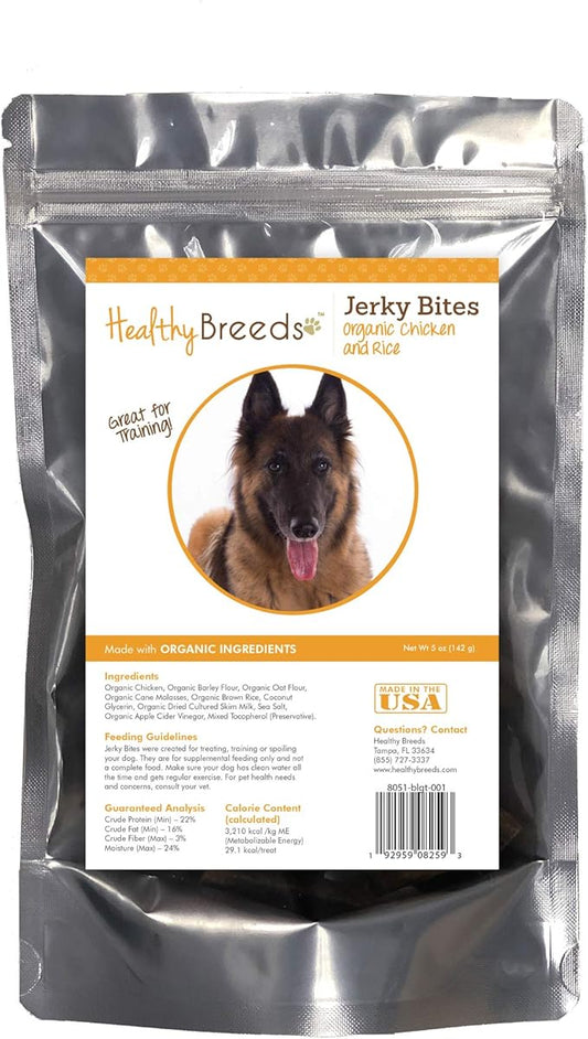 Healthy Breeds Belgian Tervuren Jerky Bites Chicken & Rice Recipe Dog Treats 5 oz