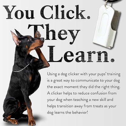 White Dog Clicker with Necklace - Clickers for Pet Training - Dog Training & Behavior Aids Easy to Carry with You Anywhere - Teach Your Dog Tricks or Reward His Behavior