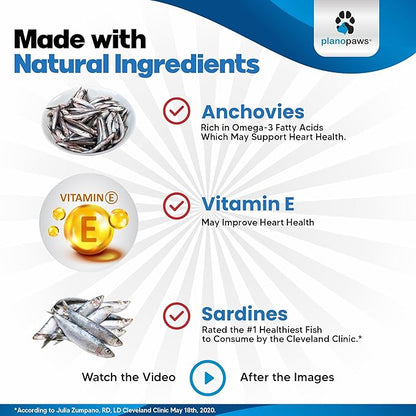 Omega 3 Fish Oil for Dogs Capsules - Salmon Oil for Dogs - Dog Fish Oil Supplement May Help Shedding, Allergy, Itching - Support Dry Skin, Joints - Dog Skin and Coat Supplement - 180 Fish Oil Pills