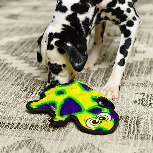 Outward Hound Durablez Tough Plush Squeaky Dog Toy, Gecko, Green, Medium