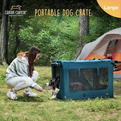 36 Inch Collapsible Soft Large Dog Crate, 3 Door Portable Dog Crates for Large Dogs, Soft Sided Dog Kennel with Chew Proof Mesh Windows, Dog House Indoor & Outdoor, Travel Dog Crate