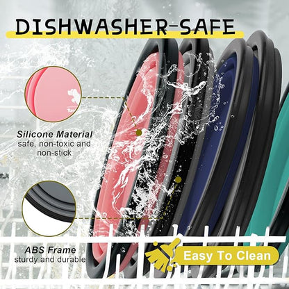 Collapsible Dog Bowls for Travel, 2-Pack Dog Portable Water Bowl for Dogs Cats Pet Foldable Feeding Watering Dish for Traveling Camping Walking with 2 Carabiners, BPA Free