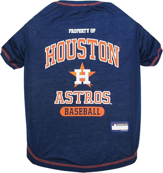 MLB Houston Astros Dog T-Shirt, Large. - Licensed Shirt for Pets Team Colored with Team Logos. - Premium Stretchable Materials for The Comfort of Your Dog & cat.