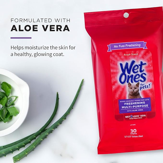 Wet Ones for Pets Freshening Aloe Vera Cat Grooming Wipes, 24 Pack, 5760 Count
