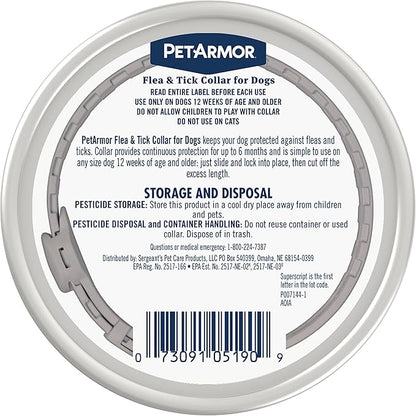 PetArmor Flea & Tick Collar for Dogs, Kills Fleas & Ticks, Long Lasting Protection for 6 Months, Water Resistant, One Size Fits All, 1 Collar