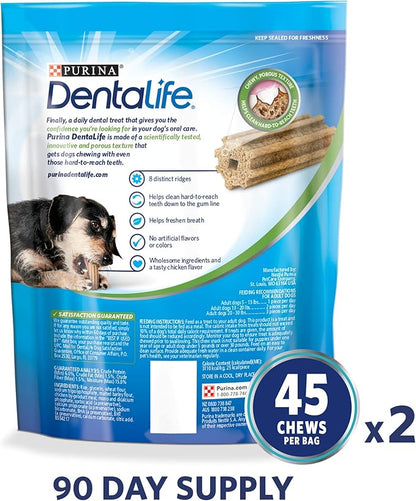 Dentalife DentaLife Oral Care Small and Toy Breed Mini Adult Dog Chew Treats , (Pack of 2) 90 Treats Total