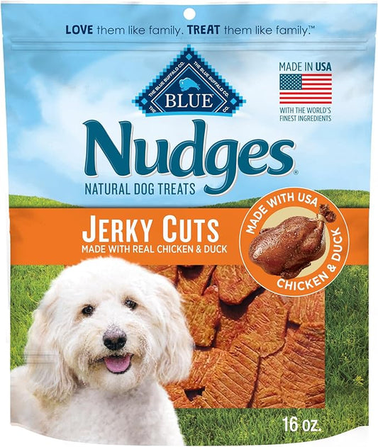 Blue Buffalo Nudges Jerky Cuts Dog Treats, Made in the USA with Natural Ingredients, Chicken & Duck, 16-oz. Bag