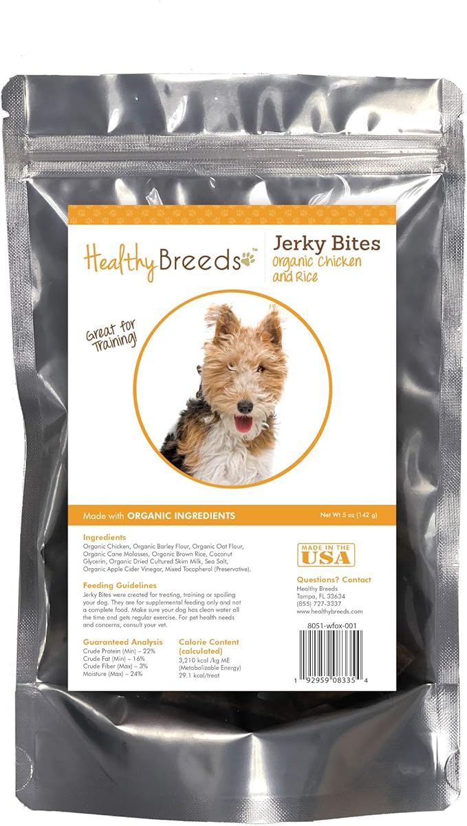 Healthy Breeds Wire Fox Terrier Jerky Bites Chicken & Rice Recipe Dog Treats 5 oz
