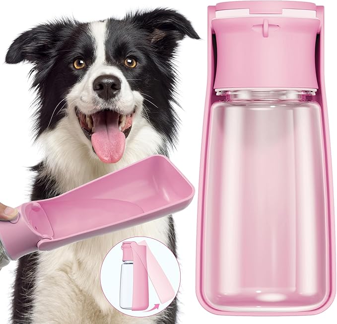 Portable Dog Water Bottle Dispenser [Leak Proof & Foldable] Dog Travel Water Bottle Bowl Accessories for Small Medium Large Dogs Pet Water Bottles for Dogs Walking Outdoor Hiking Travel 19OZ