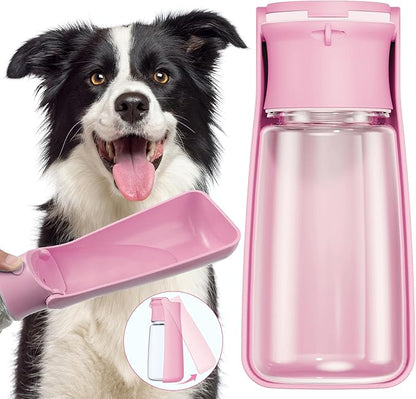 Portable Dog Water Bottle Dispenser [Leak Proof & Foldable] Dog Travel Water Bottle Bowl Accessories for Small Medium Large Dogs Pet Water Bottles for Dogs Walking Outdoor Hiking Travel 19OZ