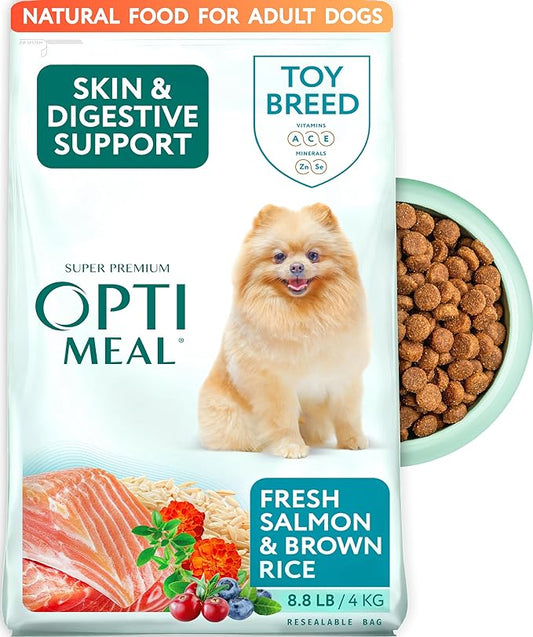 OPtimeal Dry Dog Food for Toy Breeds - Proudly Ukrainian - Tasty Dog Food Dry Recipe with Skin and Digestive Support for Adult Small and Toy Breed Dog