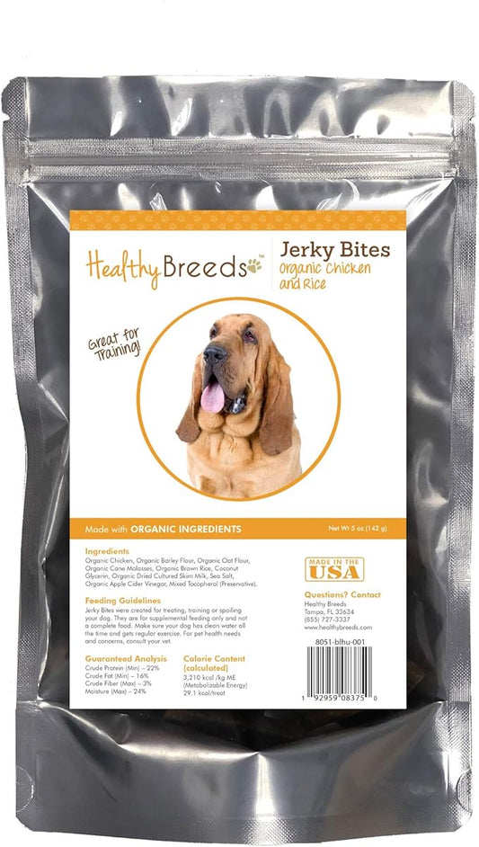 Healthy Breeds Bloodhound Jerky Bites Chicken & Rice Recipe Dog Treats 5 oz