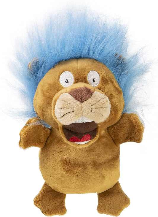 goDog Crazy Hairs Lion Silent Squeak Plush Dog Toy, Chew Guard Technology - Tan, Large
