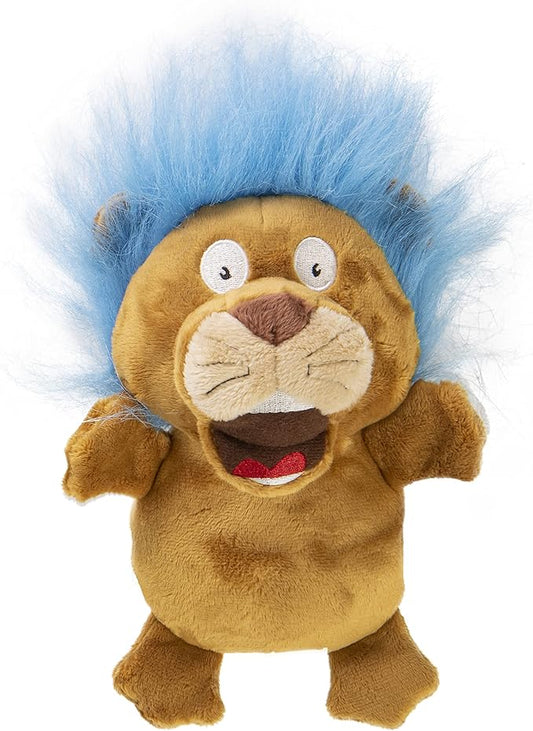 goDog Crazy Hairs Lion Silent Squeak Plush Dog Toy, Chew Guard Technology - Tan, Small