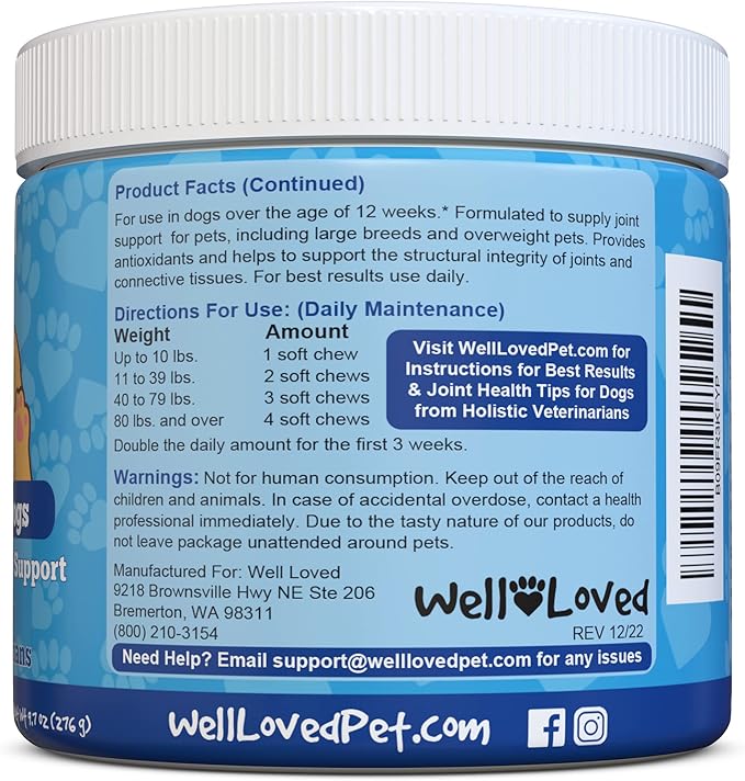 Glucosamine for Dogs - Joint Supplement for Dogs, Made in USA, Vet Developed, Dog Joint Supplement, Glucosamine Chondroitin for Dogs, Advanced Hip and Joint Chews with MSM, Pain Relief, 120