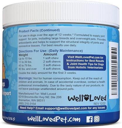 Glucosamine for Dogs - Joint Supplement for Dogs, Made in USA, Vet Developed, Dog Joint Supplement, Glucosamine Chondroitin for Dogs, Advanced Hip and Joint Chews with MSM, Pain Relief, 120