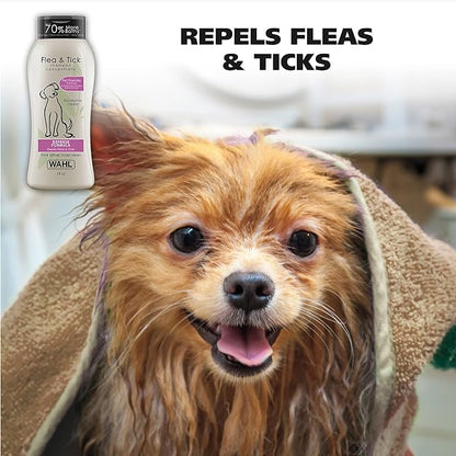 Wahl USA Flea & Tick Repelling Dog Shampoo for Pets – Defense Formula with Eucalyptus Cedar & Rosemary – 24 Oz - 820007A