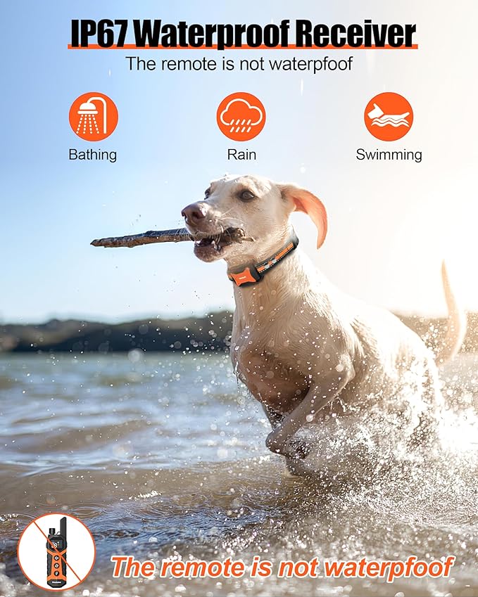 Dog Shock Collar - 4000Ft Waterproof Dog Training Collar with Remote for 5-120lbs Small Medium Large Dogs, 3 Channels, Rechargeable E Collars with Beep Vibration Safe Shock Modes (Orange)