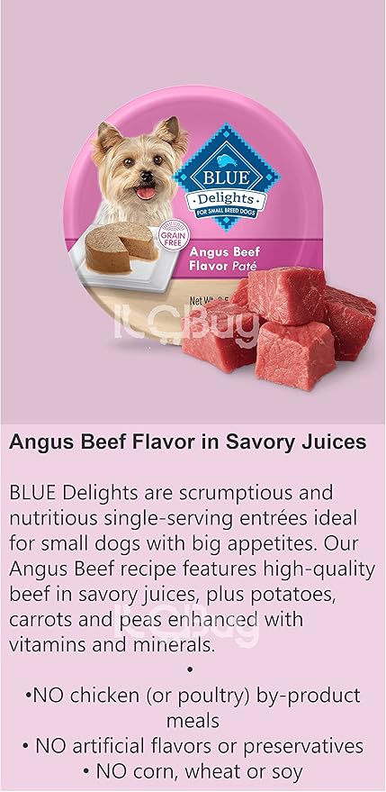 blue delights wet dog food small breed bundle, (Pack of 10) , 05 Flavors( 02 cans each),Porterhouse, Angus, Filet Mignon, Top Sirloin and Grilled Chicken.Plus a roll dog Bag and Pet Nutrition Booklet.