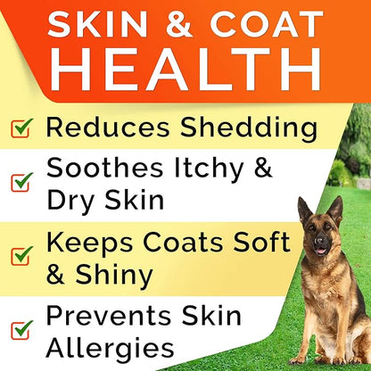 StrellaLab Omega 3 for Dogs - (360Ct) Fish Oil Treats - Allergy & Itch Relief Skin&Coat Supplement - Dry Itchy Skin, Shedding, Hot Spots Treatment, Anti Itch - Pet Salmon Oil Chews - Chicken Flavor