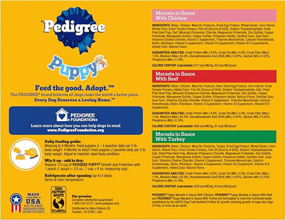 Pedigree Puppy Soft Wet Dog Food 18-Count Variety Pack, 3.5 oz Pouches (Pack of 2)