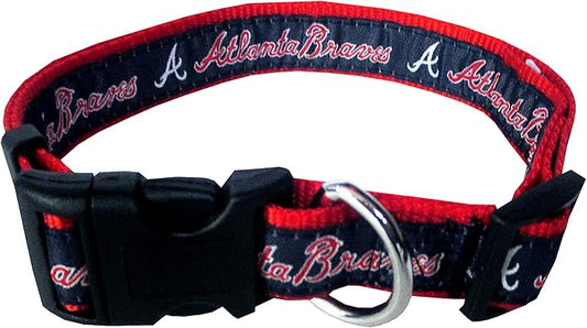 MLB Atlanta Braves Licensed PET COLLAR- Heavy-Duty, Strong, and Durable Dog Collar. Available in 29 Baseball Teams and 4 Sizes
