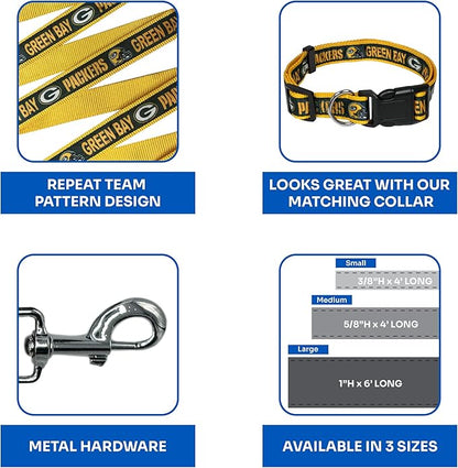NFL PET Leash Green Bay Packers Dog Leash, Small Football Team Leash for Dogs & Cats. A Shiny & Colorful Cat Leash & Dog Leash Licensed by The NFL