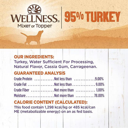 Wellness 95% Turkey Natural Wet Grain Free Canned Dog Food, 13.2-Ounce Can (Pack of 12)