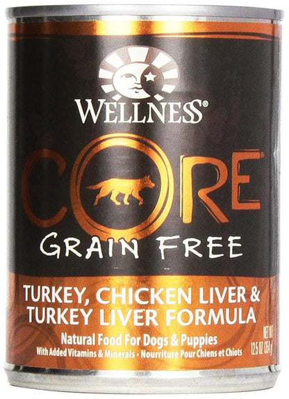 Wellness Core Grain Free Dog Food: Turkey, Chicken Liver, & Turkey Liver Formula, 12.5 oz