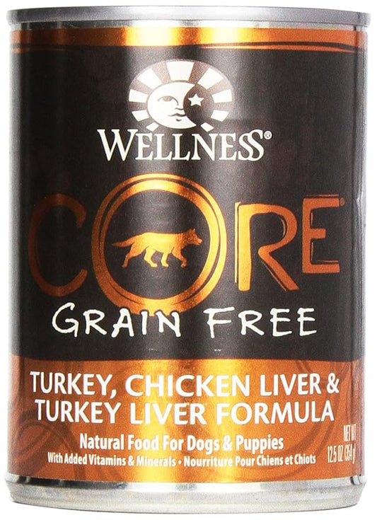 Wellness Core Grain Free Dog Food: Turkey, Chicken Liver, & Turkey Liver Formula, 12.5 oz