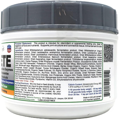 Dogzymes Complete - Probiotics, prebiotics, Glucosamine, Chondroitin, MSM and Hyaluronic Acid, complete skin and coat care (1 pound)