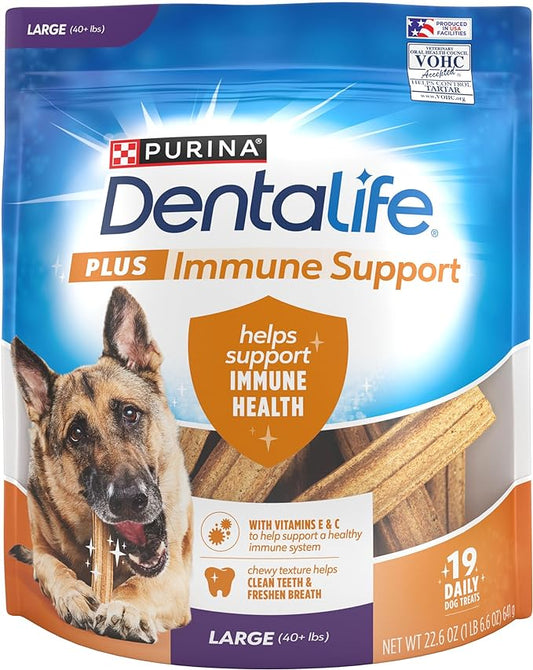 Dentalife Purina Plus Immune Support Chicken, Apple and Blueberry Flavor Large Dog Dental Chews