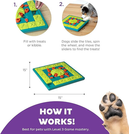 Outward Hound Nina Ottosson Multipuzzle Dog Puzzle Interactive Treat Puzzle Dog Enrichment Dog Toy, Level 4 Expert Dog Puzzle, Blue