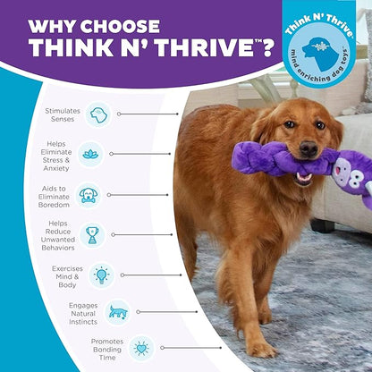 Outward Hound Nina Ottosson Twistiez Interactive Plush Dog Puzzle Dog Enrichment Toys Dog Treat Puzzle, Plush, Purple